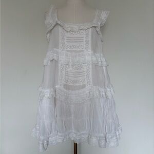 Free People White Tiered Lace romper